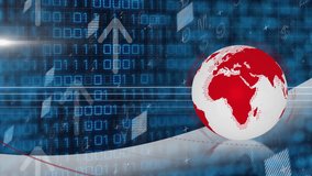 Digital animation of red globe with binary code and financial graphs. Technology, data, finance, global, innovation, analytics - Powered by Shutterstock - Get 15% off with code: PIKWIZARD15