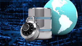 Animation of digital network with lock and globe representing data security. Cybersecurity, encryption, technology, global, safety, protection - Powered by Shutterstock - Get 15% off with code: PIKWIZARD15