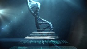 DNA strand and digital interface screens in scientific research animation. Biotechnology, genetics, innovation, future, data, laboratory - Powered by Shutterstock - Get 15% off with code: PIKWIZARD15