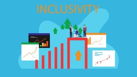 Inclusivity in Business Growth and Workplace Diversity cartoon animation - Powered by Shutterstock - Get 15% off with code: PIKWIZARD15