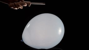 A big balloon is displayed as a hand holding a lighter moves closer. The tension builds in slow motion, culminating in the dramatic moment when the balloon pops, creating an intense visual effect. - Powered by Shutterstock - Get 15% off with code: PIKWIZARD15