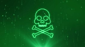 Green Skull And Bones Digital Hologram Video Animated Background - Powered by Shutterstock - Get 15% off with code: PIKWIZARD15