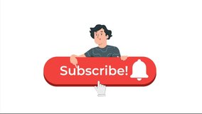 Online Subscription Concept: Subscribe Button, Reminder Engagement , Man with Subscribe Button and bell notification, 2d Animation - Powered by Shutterstock - Get 15% off with code: PIKWIZARD15