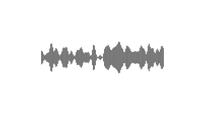 Black line audio wave visualization voice record, sound wave on white background.