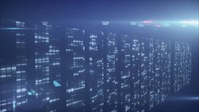 Animation of glowing NFT text over digital cityscape with futuristic lights. Blockchain, cryptocurrency, digital art, neon, cybernetic, innovation - Powered by Shutterstock - Get 15% off with code: PIKWIZARD15