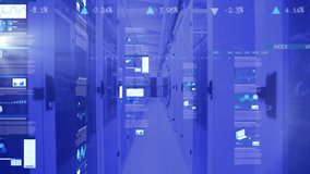 Animation of digital graphs and data analytics overlaying server room environment. Technology, network, futuristic, innovation, information, cybersecurity - Powered by Shutterstock - Get 15% off with code: PIKWIZARD15