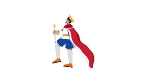 Majestic king walking with scepter 2D character animation. Medieval costume, monarchy. Historical ruler regal man dressed in royal attire animated person cartoon 4K video isolated on white transparent - Powered by Shutterstock - Get 15% off with code: PIKWIZARD15