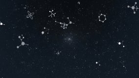 Animation of molecular structures with glowing starburst and rainbow light in sky. Science, chemistry, colorful, abstract, technology, futuristic - Powered by Shutterstock - Get 15% off with code: PIKWIZARD15