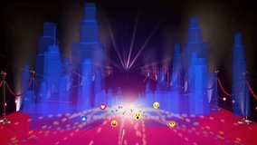 Animation of colorful cityscape with glowing lights and abstract geometric shapes. Urban, futuristic, vibrant, neon, skyline, digital - Powered by Shutterstock - Get 15% off with code: PIKWIZARD15