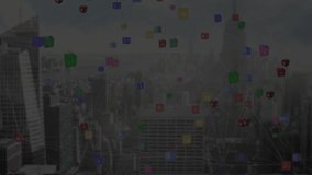 Glowing hexagon with digital icons and Flash Sale text over cityscape. Marketing, promotion, urban, technology, futuristic, e-commerce - Powered by Shutterstock - Get 15% off with code: PIKWIZARD15