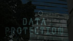 Animation of futuristic icons overlaying digital interface on modern glass building. Technology, innovation, architecture, transparency, hologram, data - Powered by Shutterstock - Get 15% off with code: PIKWIZARD15