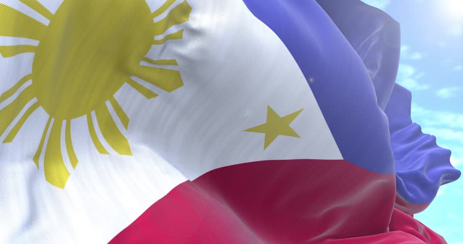 Philippines Flag waving and rotating camera 4K