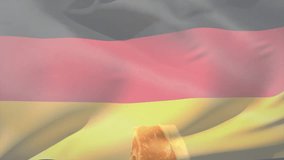 German flag overlay on raw meat pieces, representing culinary theme in animation. Cuisine, gourmet, patriotism, tradition, gastronomy, savory - Powered by Shutterstock - Get 15% off with code: PIKWIZARD15