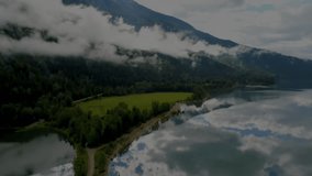 Animation of digital network overlaying serene lake and forest landscape. Technology, connectivity, nature, tranquility - Powered by Shutterstock - Get 15% off with code: PIKWIZARD15