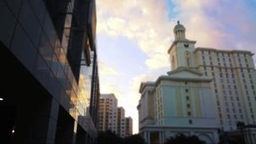 Urban skyline with church and modern buildings featuring abstract line animation. Architecture, cityscape - Powered by Shutterstock - Get 15% off with code: PIKWIZARD15