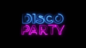 Disco party neon text animation, on black background 4k video. Disco party game, music text animation background. - Powered by Shutterstock - Get 15% off with code: PIKWIZARD15