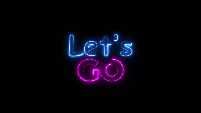 Let's go neon text animation, on black background 4k video. Lets go play game, music text animation background.