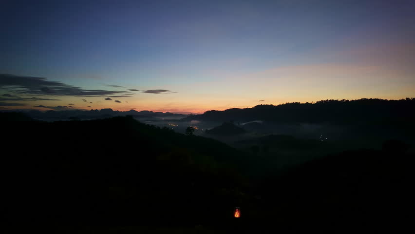 Amazing view sunrise over mountains landscape Beautiful sky clouds background