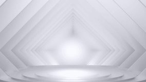 3D abstract render of a white triangular tunnel with a circular stage, ideal for product display, branding, or futuristic presentations. - Powered by Shutterstock - Get 15% off with code: PIKWIZARD15