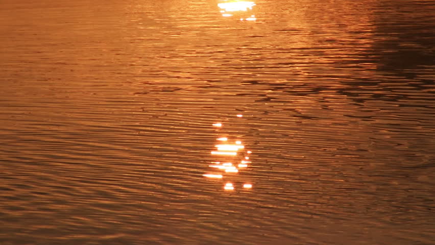 Sun reflection in water surface, tranquil scene