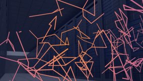 Animation of geometric shapes and network connections over data center servers. Technology, digital, futuristic, communication, abstract, network security - Powered by Shutterstock - Get 15% off with code: PIKWIZARD15