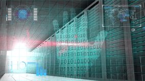 In server room, futuristic digital interface displaying data processing animation. Technology, innovation, network, computing - Powered by Shutterstock - Get 15% off with code: PIKWIZARD15