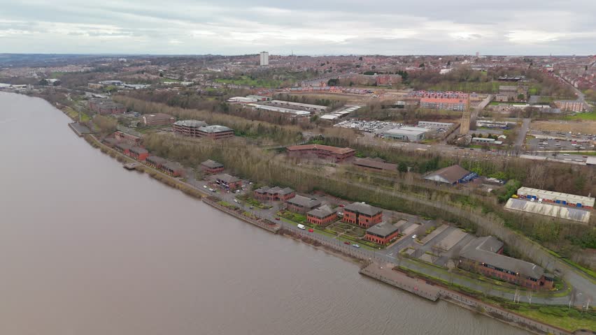Newcastle upon Tyne: 27th Feb 2025: Aerial view from Newcastle Business Park of Cruddas Park and Elswick