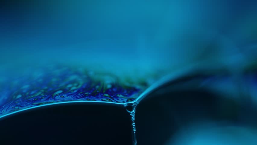 Blue liquid edge, bright rainbow, waves motion, bubbles background, bubbles connection, phenomenal abstraction, perfect glossy shapes, beautiful science