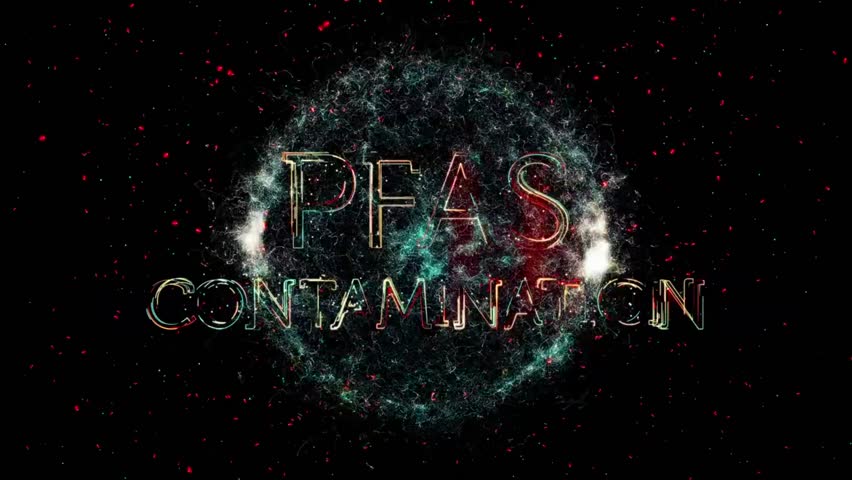 A representation of a Virus or Bacteria with PFAS (Per- and Polyfluoroalkyl Substances) Contamination title animation