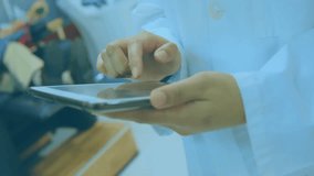 Medical professional analyzing numerical data with animation overlay in office. Healthcare, analysis, statistics, technology, innovation, research - Powered by Shutterstock - Get 15% off with code: PIKWIZARD15