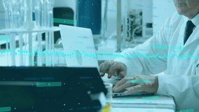 Analyzing data, scientist using digital charts and graphs in laboratory animation. Research, technology, analytics, innovation, experiment - Powered by Shutterstock - Get 15% off with code: PIKWIZARD15