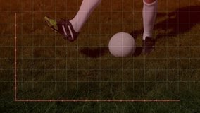 Standing on grass, soccer player with animation of stock market graph overlay. Sports, finance, investment, athlete, digital, economy - Powered by Shutterstock - Get 15% off with code: PIKWIZARD15