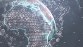 Digital globe with network connections and data processing animation overlay. Technology, global, networking, futuristic, communication, internet - Powered by Shutterstock - Get 15% off with code: PIKWIZARD15