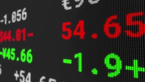 Displaying red and green values, stock market numbers on digital animation board. Finance, stock exchange, investment, trading, digital display, financial data - Powered by Shutterstock - Get 15% off with code: PIKWIZARD15