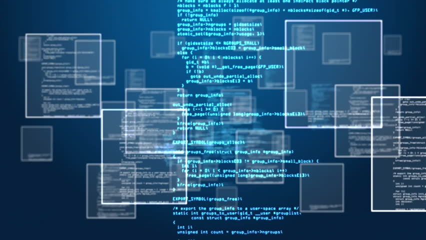 Data processing animation with floating digital code and numbers on blue background. Technology, cyberspace, network, binary, programming, futuristic - Powered by Shutterstock - Get 15% off with code: PIKWIZARD15