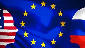 United States facing Russia at European Union flag on background. Negotiation and political concept - Powered by Shutterstock - Get 15% off with code: PIKWIZARD15