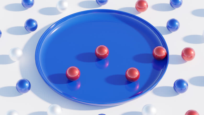 Abstract 3d render, rhythmic spherical animation in modern tricolor scheme, seamless video loop for advertising, social content and branding