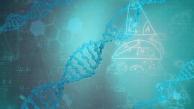 DNA strand and mathematical equations over scientific data processing animation. Science, genetics, technology, analysis, biology, mathematics - Powered by Shutterstock - Get 15% off with code: PIKWIZARD15
