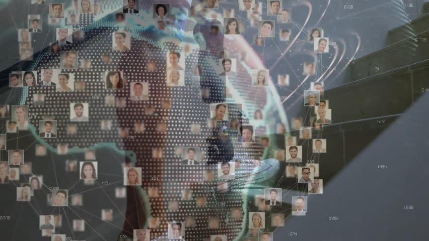 Network of connections and data processing animation over diverse people's portraits. Technology, diversity, communication, innovation, digital, interaction - Powered by Shutterstock - Get 15% off with code: PIKWIZARD15