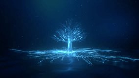 Technology particle lines entwine and flow on the tree, high-tech tree light flow, big data information processing. Glare particle light aesthetic information technology wisdom tree. - Powered by Shutterstock - Get 15% off with code: PIKWIZARD15