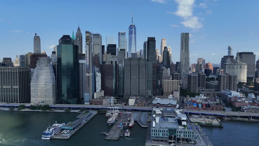 Breathtaking aerial photography that perfectly captures the iconic and stunning skyline of New York City, USA