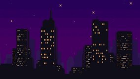 You Win screen - pixel art with night city landscape background animation. Animated night cityscape with stars in the sky banner for winner. Retro video arcade game design concept. - Powered by Shutterstock - Get 15% off with code: PIKWIZARD15