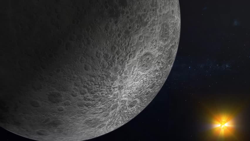 Moon Surface with Craters and Starry Sky, A detailed view of the moon