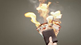Burning Euro banknotes held in a wallet - Powered by Shutterstock - Get 15% off with code: PIKWIZARD15
