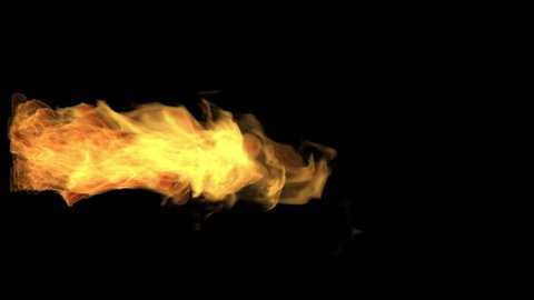 fire thrower, flame jet isolated on black, white smoke, alpha channel, hd, 1920x1080