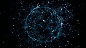 Abstract blue sphere on black background. Wireframe circle structure with glowing particles and lines. Futuristic digital illustration. 3D rendering. - Powered by Shutterstock - Get 15% off with code: PIKWIZARD15