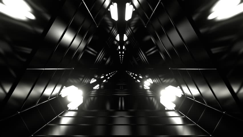 White Fantasy Science Corridor with Flashing Lights Background VJ Loop