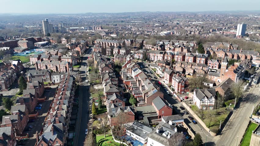 Street and roads Nottingham City UK drone,aerial