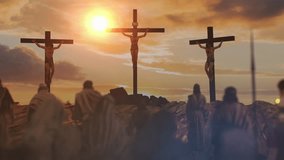 
Golgotha crucifixion of Jesus Christ, large crowd watching the crucifixion 3D render - Powered by Shutterstock - Get 15% off with code: PIKWIZARD15