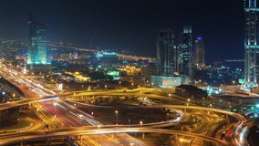 night dubai marina main road traffic junction roof top panorama 4k timelapse uae - Powered by Shutterstock - Get 15% off with code: PIKWIZARD15